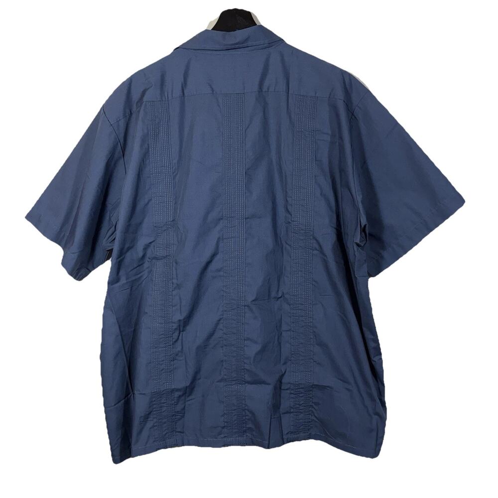 Vintage Haband Guaybera Zip Up Shirt Dark Blue Vacation Islands Tropical XXL - Picture 7 of 9